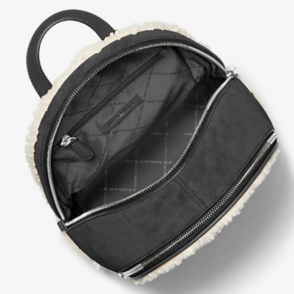 New! Michael Kors Rhea medium suede Black and Cream Women's Backpack - Picture 6 of 8